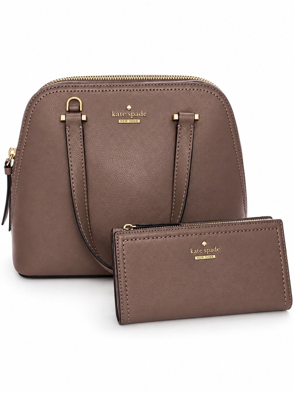 kate spade Taupe Dome Satchel with Matching Wallet